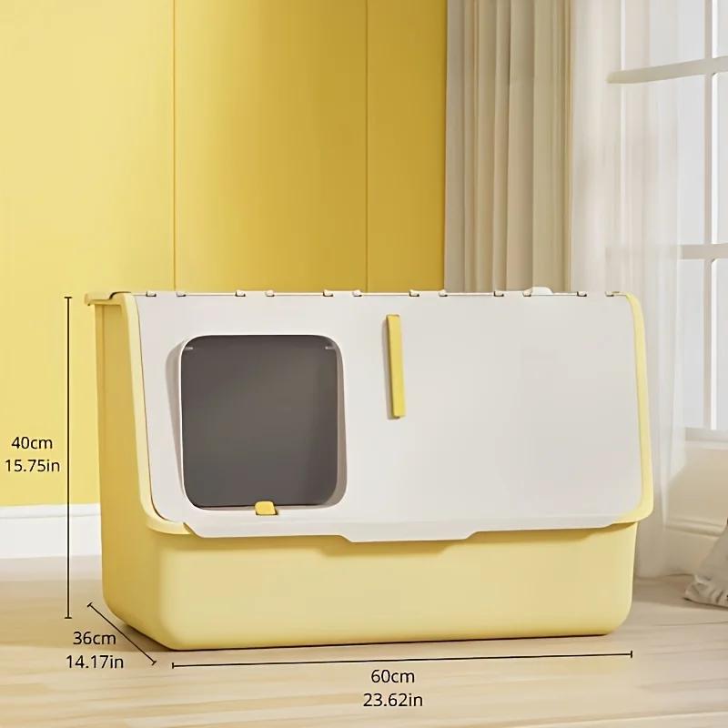 Extra Large Cat Toilet, Portable Detachable Litter Box, 2 Doors, with Handle, Suitable for Cats Under 20kg/44lb