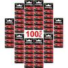 LOT of 100 AG13 LR44-LR1154-1166A-A76-357-303 Alkaline Button Cell Batteries for Watches, Calculators, Cameras, and Pointers - Mercury Free