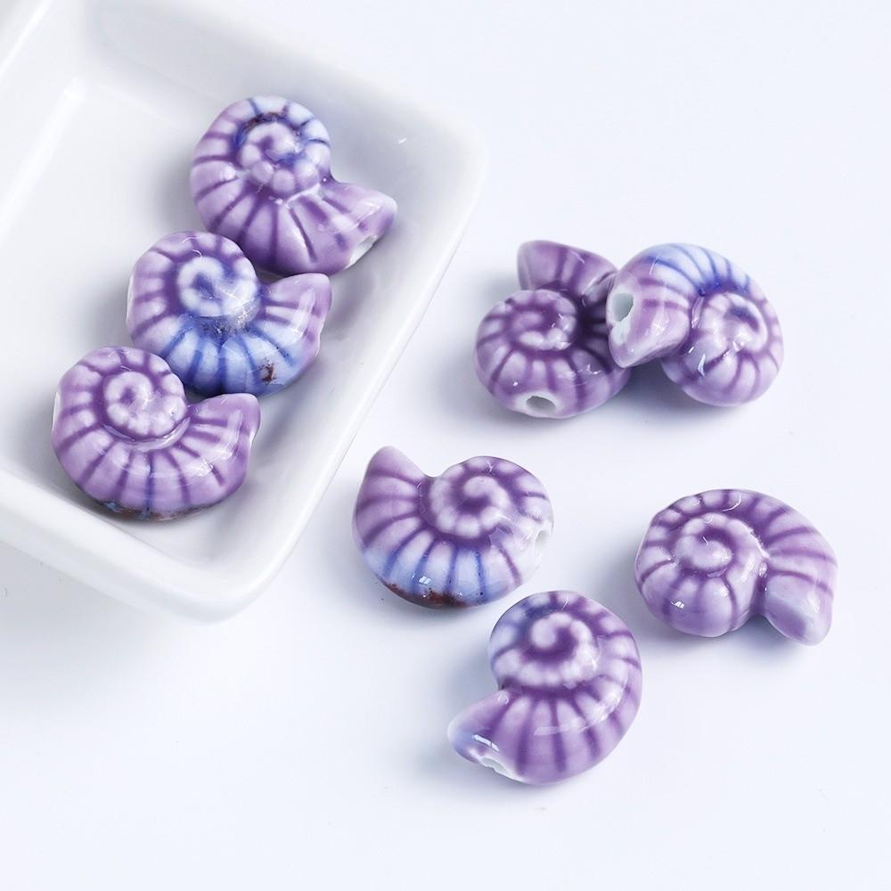 Glazed Snail Ceramic Beads Retro DIY Jewelry Making Pendant Conch Spacer Porcelain Beads Craft