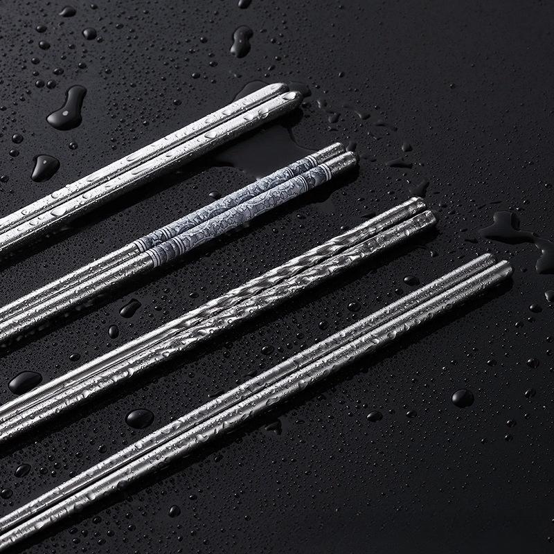 Ru Han 304 Stainless Steel Threaded Hollow Chopsticks