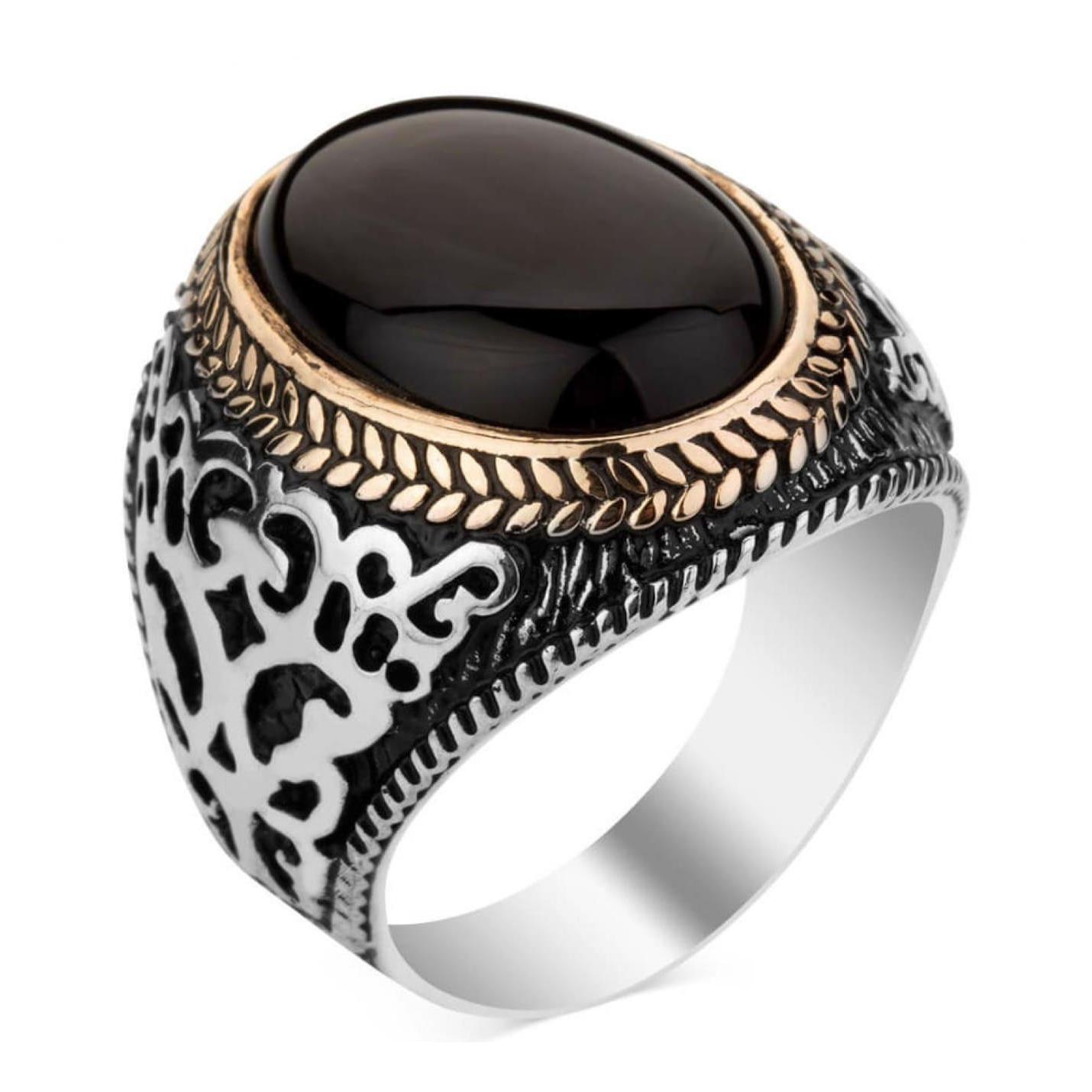 

Мужское кольцо из стерлингового серебра 925 пробы с черным ониксом