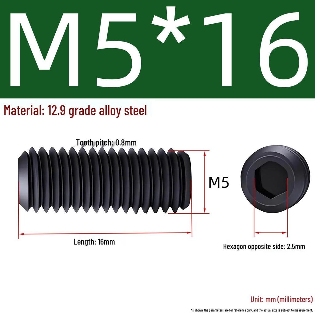 Grade 12.9 Hex Socket Headless Set Screw (M3-M16)