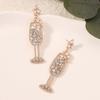 Exaggerated rhinestone pearl fashion personality large version champagne cup earrings earrings European and American new earrings