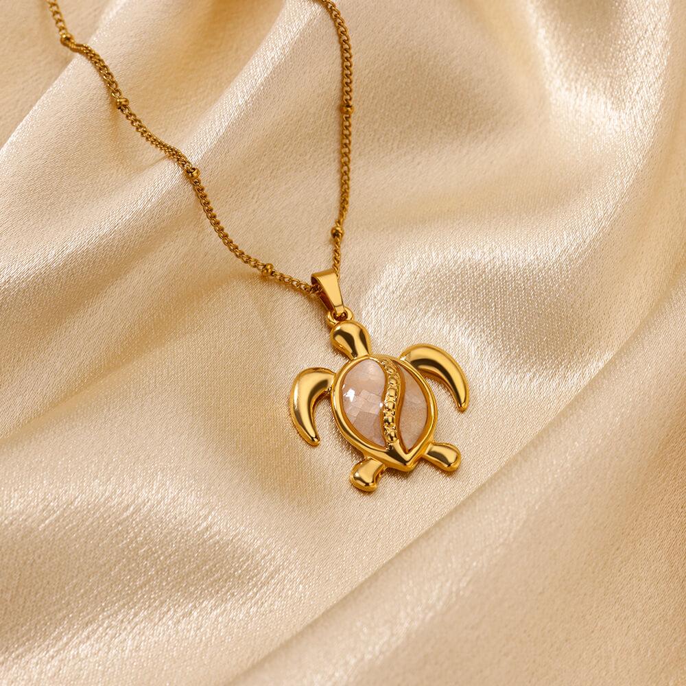 Sommarstrand Sköldpadda Halsband för Kvinnor Pärlor Kedja Hänge Halsband Kvinnlig Charm Rostfritt Stål Smycken y2k Accessoarer Halsband