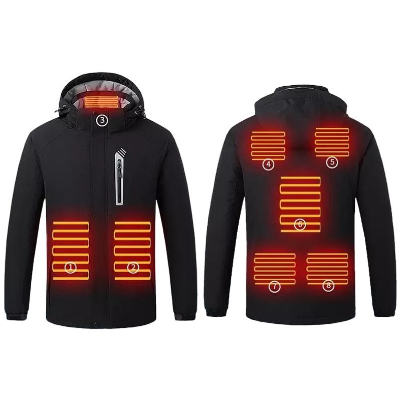 Smart Heated Hooded Ski Jacket - Warm, Thick Cotton for Winter Sports