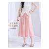 Women's Linen-Blend Wide Leg Pants, Elastic Waist Casual Culottes With Drawstring