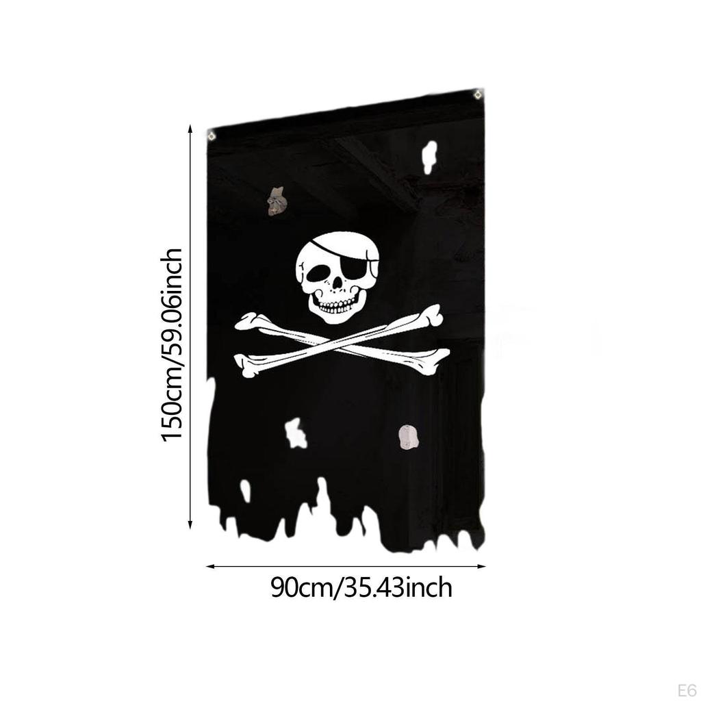 Piratflagga Trasig Vertikal Halloween-dekor Enkel Installation Kreativ Banner för Dörr