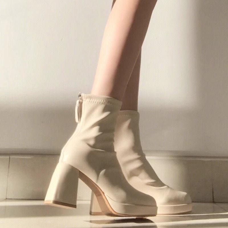 Martin boots women's 2025 new versatile zipper thin high-heeled short boots square head thick heel thin boots bare boots children