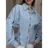 TrendHub Giacca Corta Vintage in Denim da Donna con Collo Bottoni Corsetto Allacciatura in Vita Maniche a Lanterna Regolabili Y2K Streetwear Capospalla