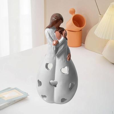 Mother Daughter Statue Candle Stand Tea Light Holder Collectible Creative Modern Figure