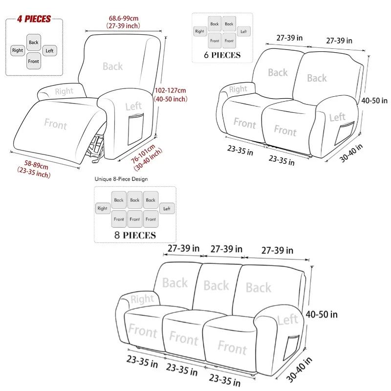 1/2/3Seat Recliner Sofa Cover Stretch Armchair Slipcover Anti-Slip Recliner Couch Cover Home Decor Fotel Wypoczynkowy