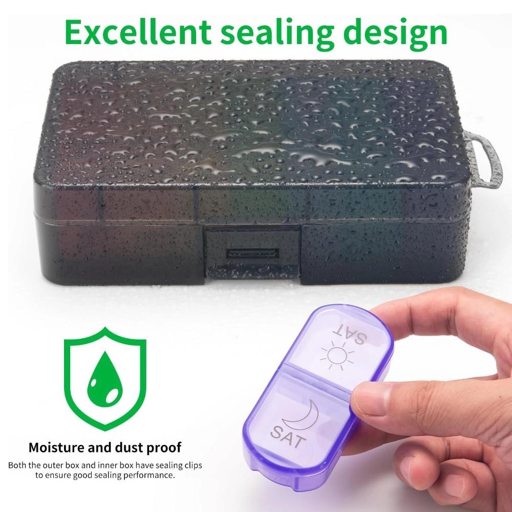 New Portable Premuim Weekly Pill Cases Box Organizer Storage 2 Times A Day 14 Grids for Medicine Vitamin Supplements Fish Oils