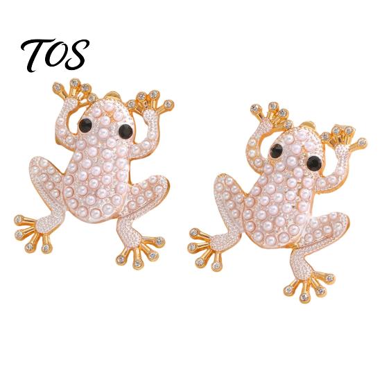 Funky Toad Earrings Frog Jewelry for Women, Rhinestone Stud Earrings, Sparkly Cute Niche Aesthetic Accessories Animal Brooch Pin, Vintage Boho Summer