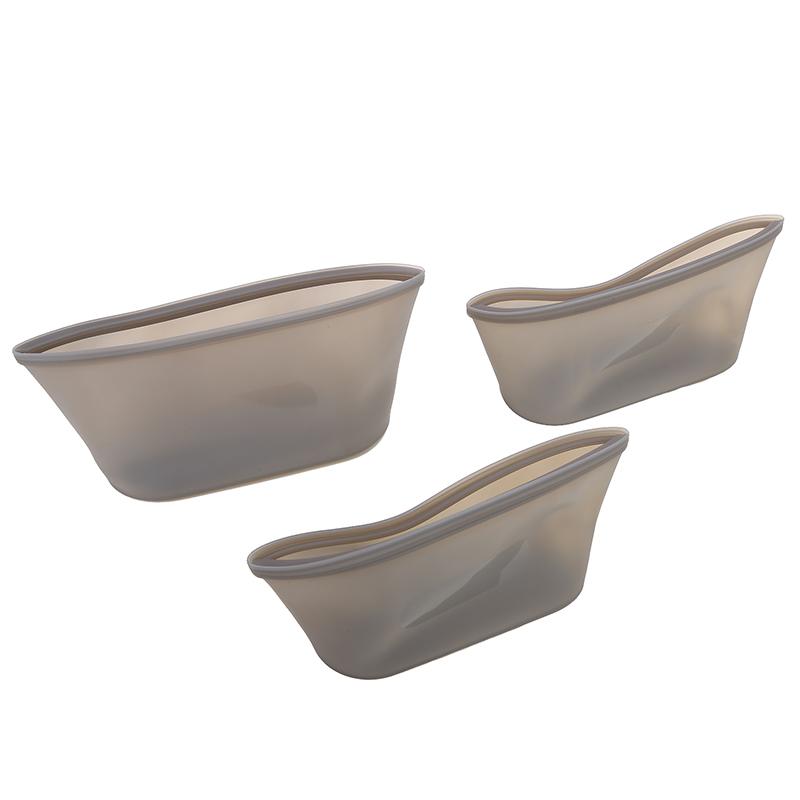 3 Pcs/set Silicone Crisper Food Storage Containers Refrigerator Freezer Storage Bags Reusable Self Sealing Pouch