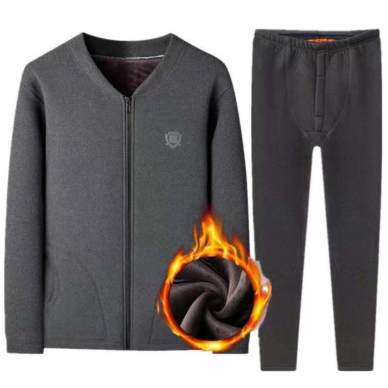 Men's Fleece-Lined Warm Winter Cardigan Jacket for Middle-Aged & Elderly
