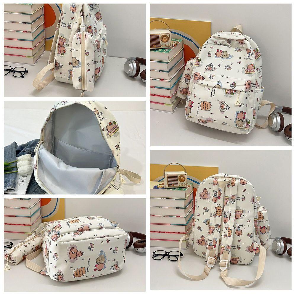 High Quality Nylon Capybara Backpack Capybara Large Capacity Shoulders Bag Waterproof Lightweight Schoolbag Student Gift