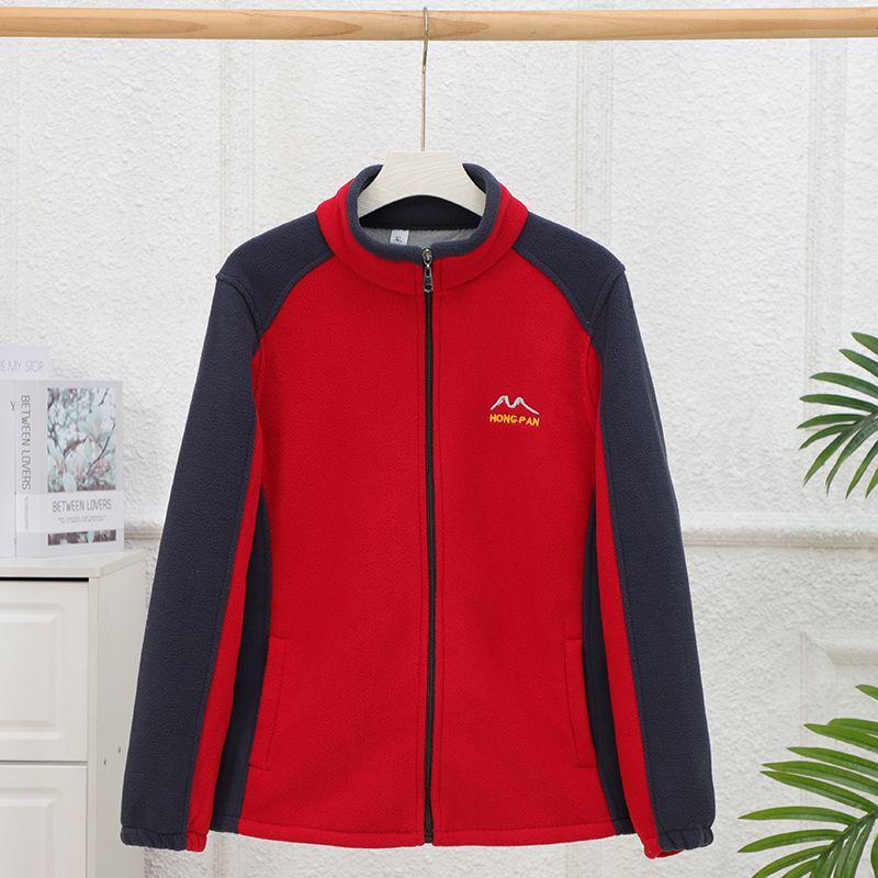 

Женский флисовый кардиган на весну/осень: Повседневный свитшот со стойкой для мужчин среднего и пожилого возраста 5XL (155-170 jin)