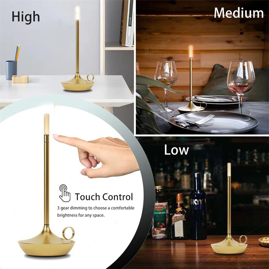 Cmoonfall Led Nordic Cordless Rechargeable Candle Dining Table Lamp Decorations For Bedside Bedroom Living Room Night Lights