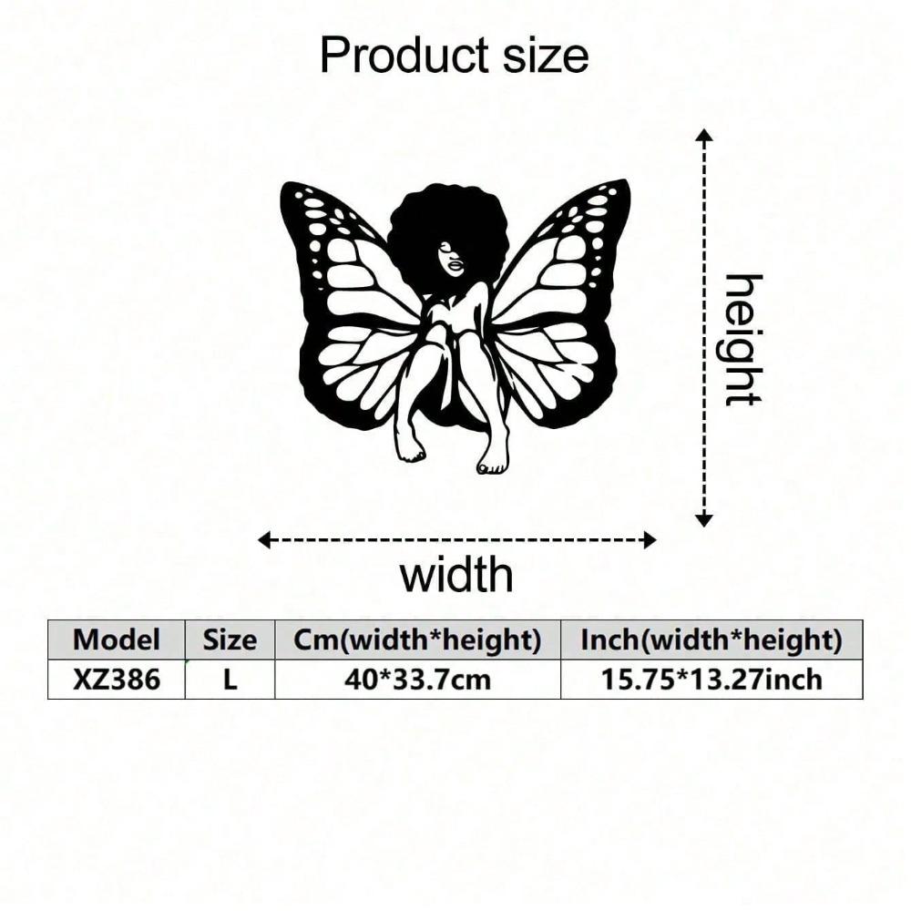 African Woman Butterfly Metal Wall Art Elegant Living Room Bedroom Wall Decor Gift