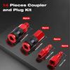 1/4 Inch NPT Thread Air Coupler Plug Kit Aluminium Lightweight Universal Fitting Quick Connect Connector Set Red Coating