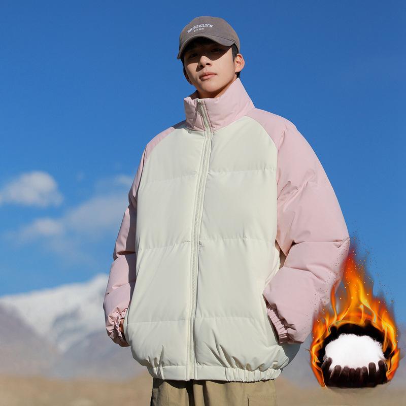 

Хлопковое пальто мужское новое зимнее в японском стиле, свежее и модное, подходящее по цвету, воротник-стойка, утолщенное пальто-хлеб, хлопковое пальто для пары 2XL