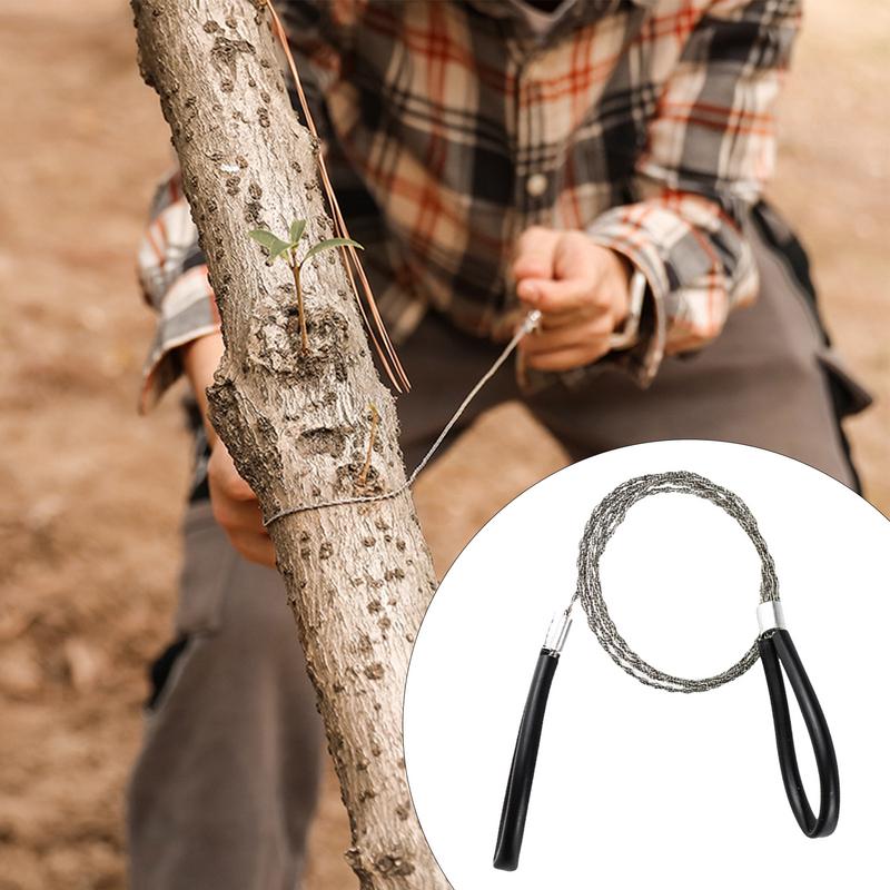 Portable Stainless Steel Wire Saw with Finger Handle Camping Hiking Pocket Manual Cutting Chain Saws Outdoor Survive Hand Tool