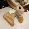 Women Snow Boots 2026 Winter Plush Warm Anti Slip Comfortable Ankle Boots Fluffy Round Toe Platform Butterfly Knot Cotton Boots