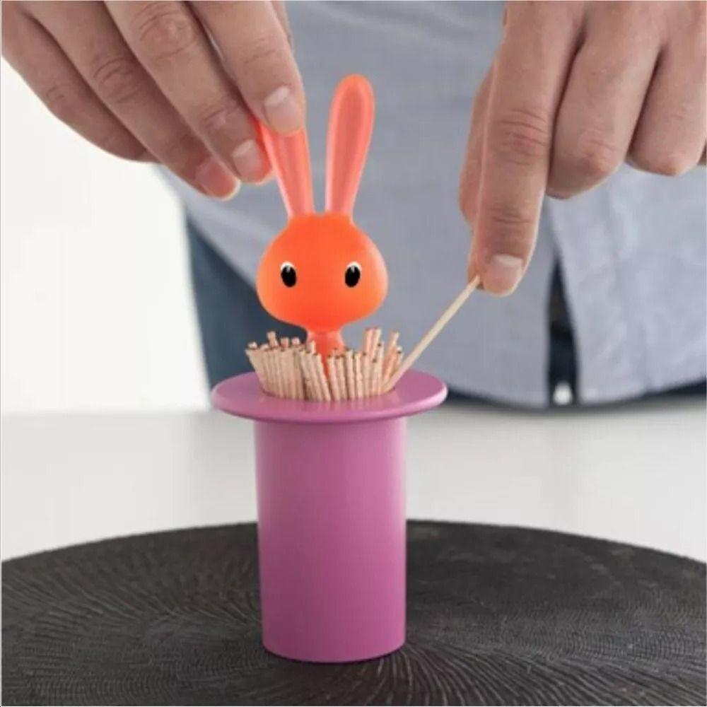 Dustproof Rabbit Toothpick Holder Press Type Toothpick Organizer  Desktop Decor