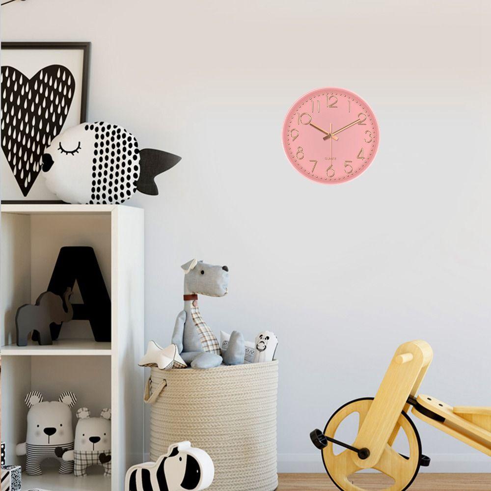 Silent Nordic Wall Clock Round Wall Hanging Clock Fashion Electronic Color Clock  Household