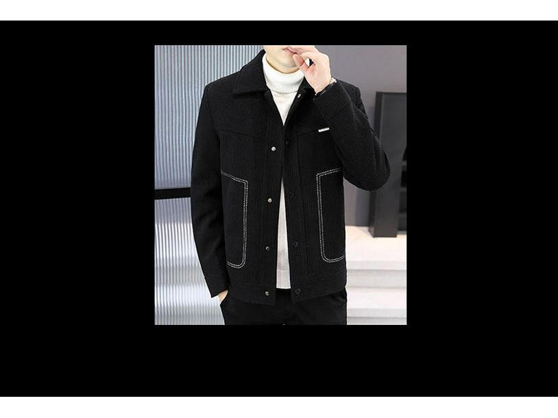 Men's Short Woolen Lapel Coat - Warm Autumn/Winter Casual Jacket with Plus Velvet