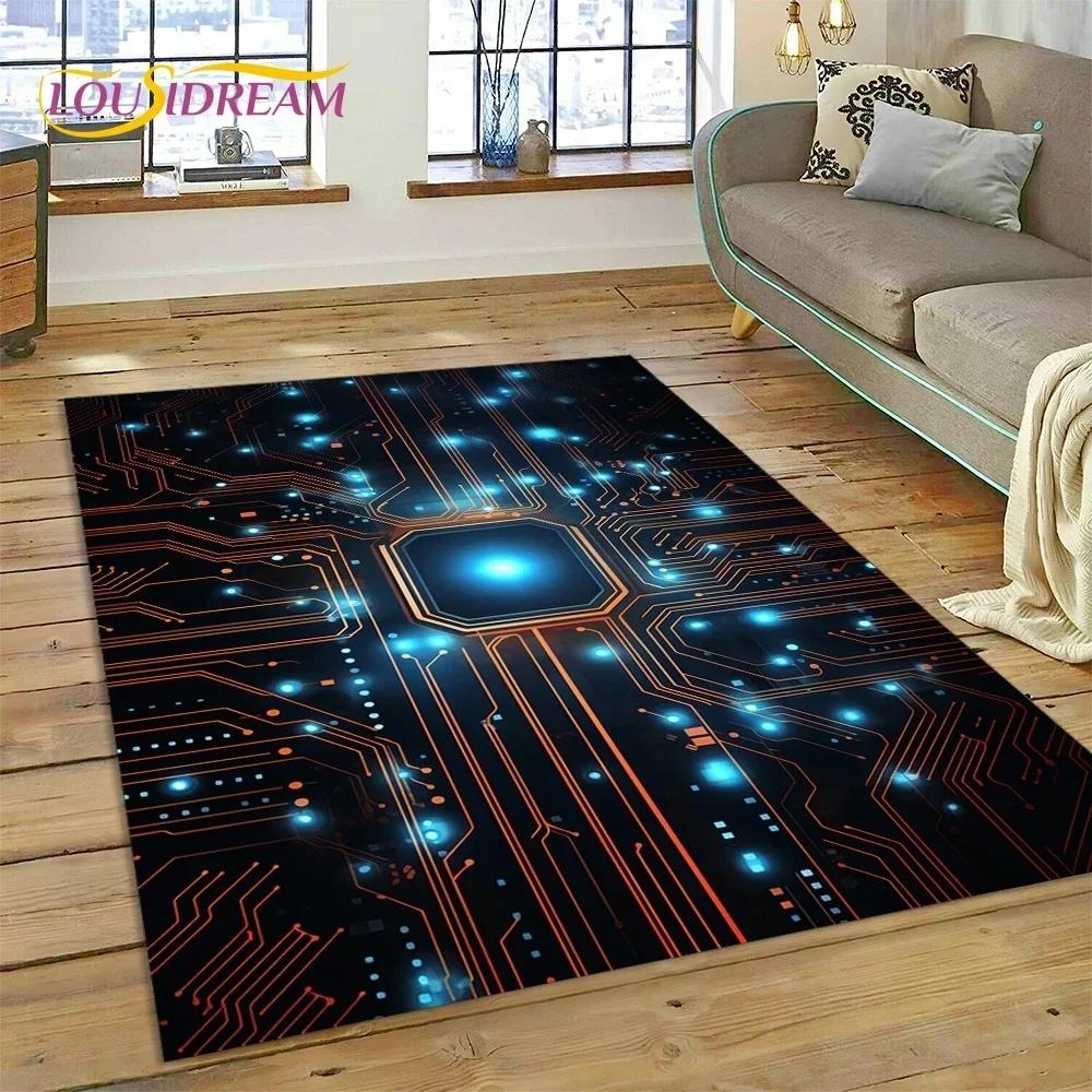 PCB Circuit Board 3D Chip CPU Carpet Rug for Bedroom Living Room Home Sofa Decoration,Children Game Large Decor Floor Mat Gift