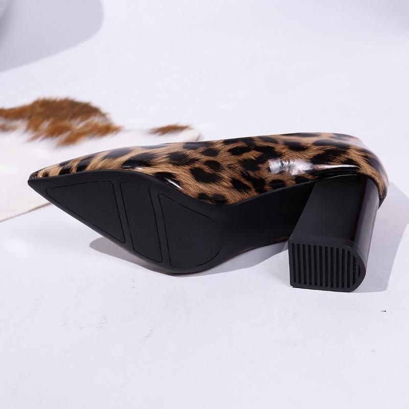 Fashion 2025 Autumn Sexy Leopard Women High Heels Hot Sale Elegant Office Pumps Woman Pointed Toe Thick Heel Singles Shoes Zaptos Mujer