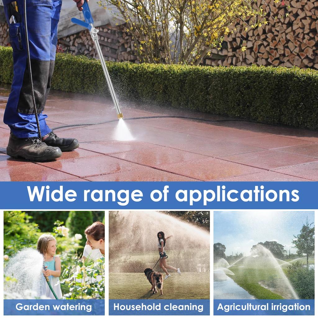 Car Washing Hydro Jet High Pressure Power Washe,Jet Nozzle for Garden Hose Washer Wand with 2 Nozzle Leakproof Cleaning Sprayer