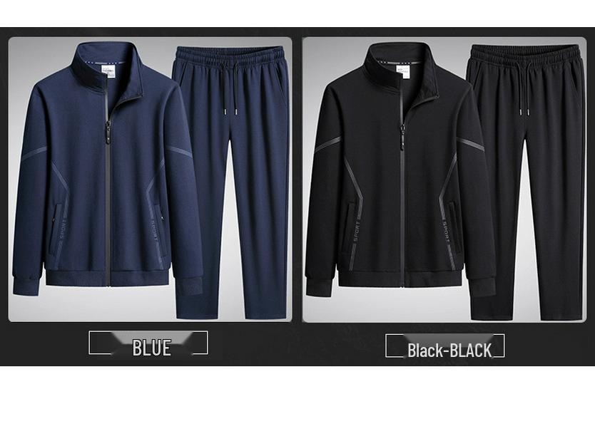 Men's 2024 Autumn Casual Dadwear: Plus Size Loose Cardigan Sweatshirt & Long Pants Two-Piece Sports Set