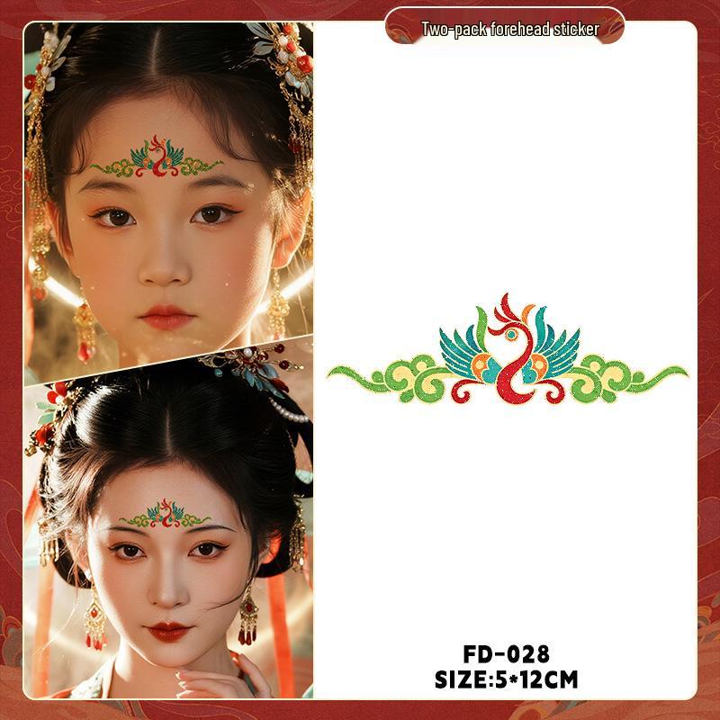 Dunhuang Glitter Face Stickers: Ancient Style Forehead & Eye Tattoos for Hanfu and Stage Performance