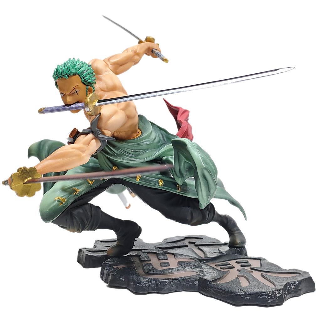 Die One Piece   Dreimesser-Kampfkunst Roronoa Zoro Anime-Modell Dekorationen PVC-Spielzeug Geschenk