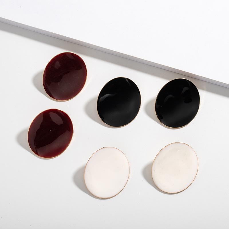 Trendy Japanese-Korean Enamel Glaze Large Stud Earrings - Versatile Street Style Women's Ear Pendants