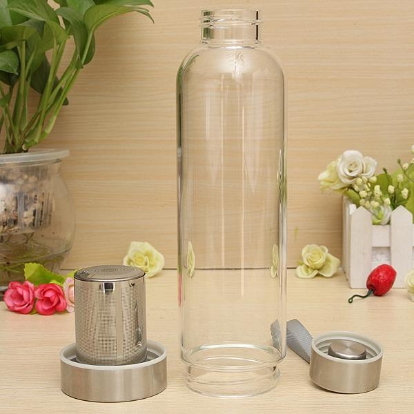550ml Universal BPA Free High Temperature Water Bottle Resistant Glass Sport With Tea Filter Infuser Bottle Jug Protective Bag
