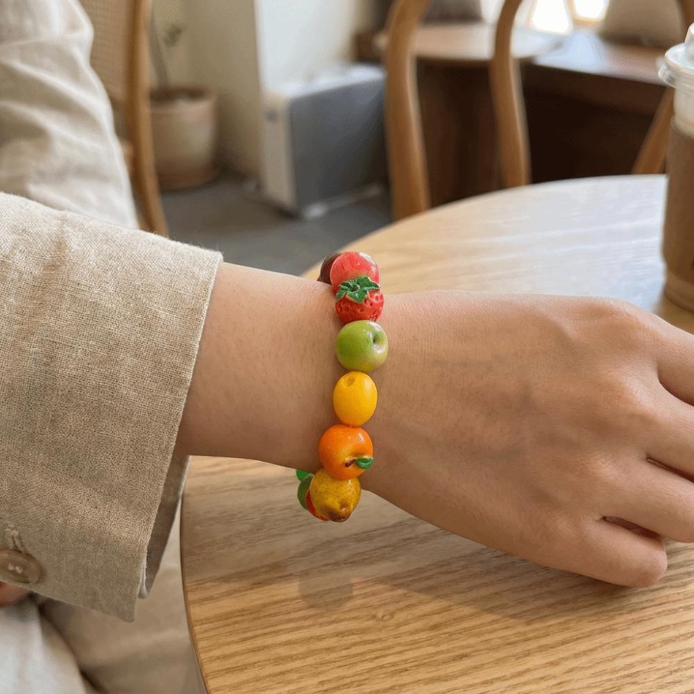 Stackable Fruit Acrylic Bracelet 3D Elastic Cord Bracelet Cute Colorful Beads Bracelet  Daily Wear