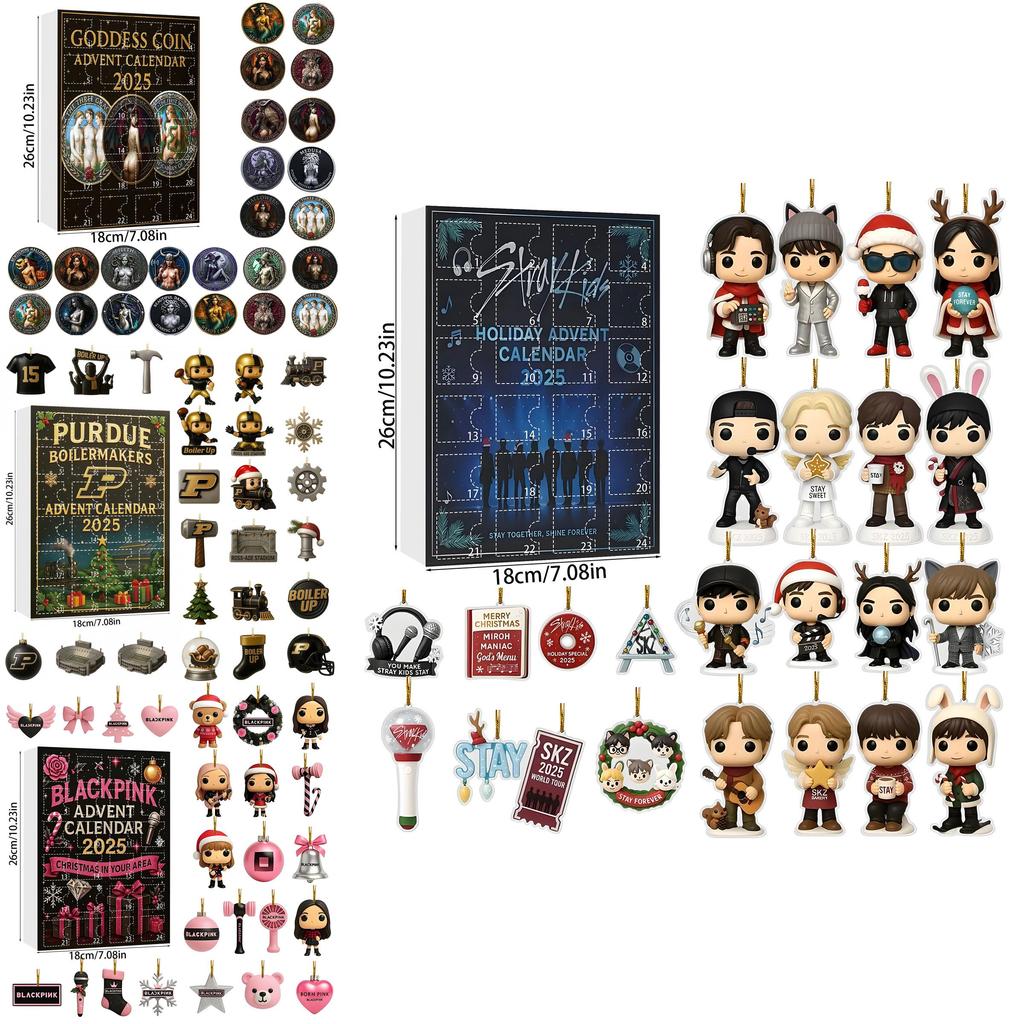 Stray Kids Weihnachts-Adventskalender mit 24 Acryl-Dekorationen zum Verschenken in der Weihnachtszeit