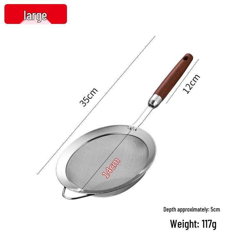 304 Stainless Steel Mesh Sieve with Wooden Handle for Soy Milk, Juice, Tea, and Baking