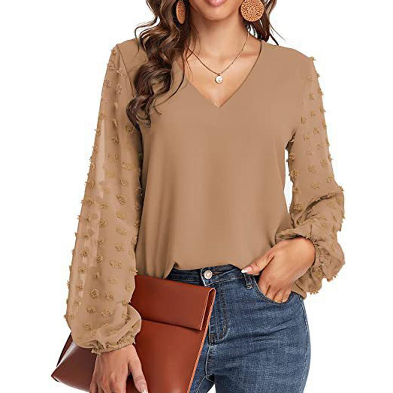 

Women s Casual And Fashionable Solid Color V-Neck Spliced Wool Ball Long Sleeved Top XL хаки