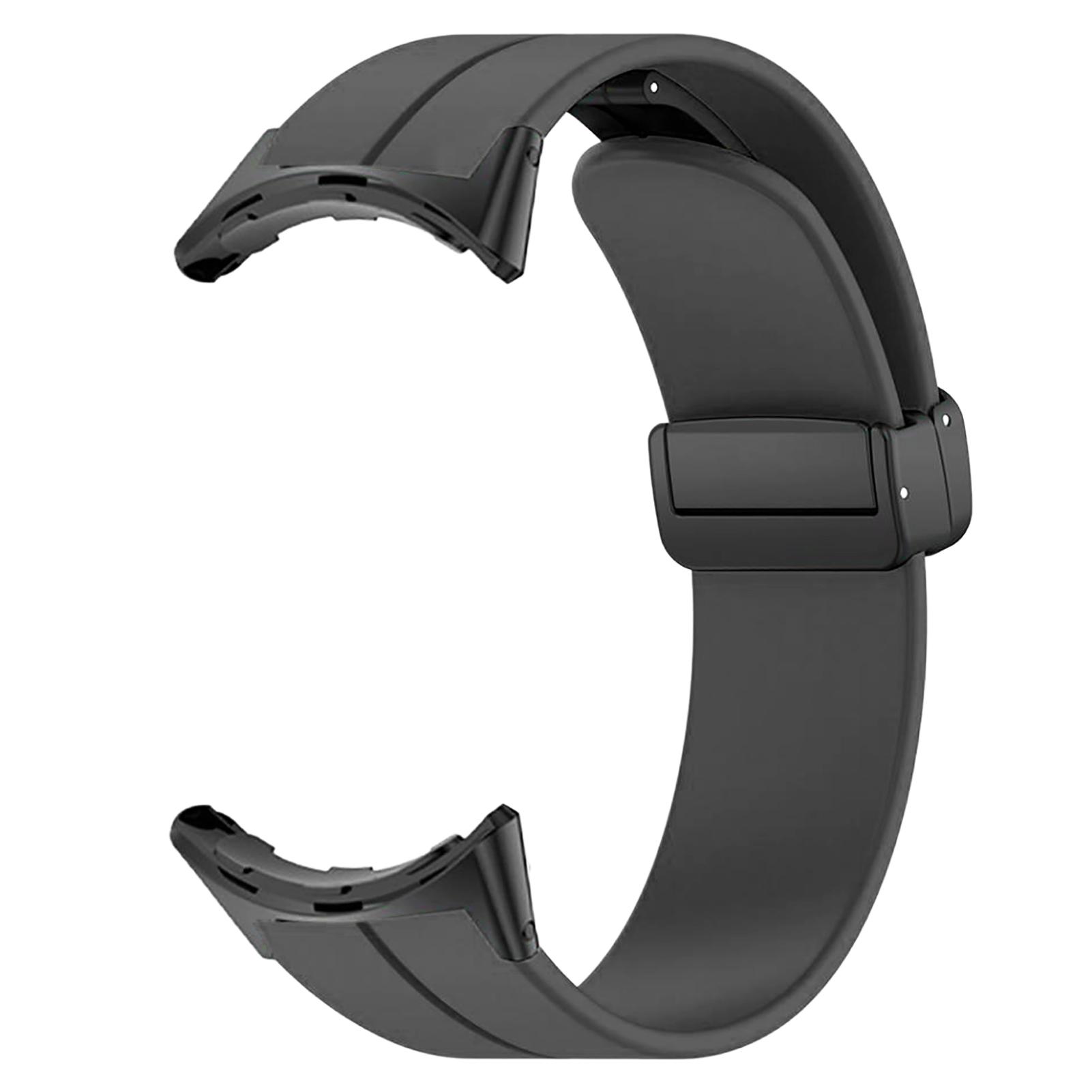 

Watch Band Silicone Alloy Elastic Wristband Strap Replacement with Magnetic Buckle for Google Pixel чёрный