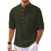 Men'S Fashion Stand Up Collar Solid Color Shirt Casual Long Sleeved Top
