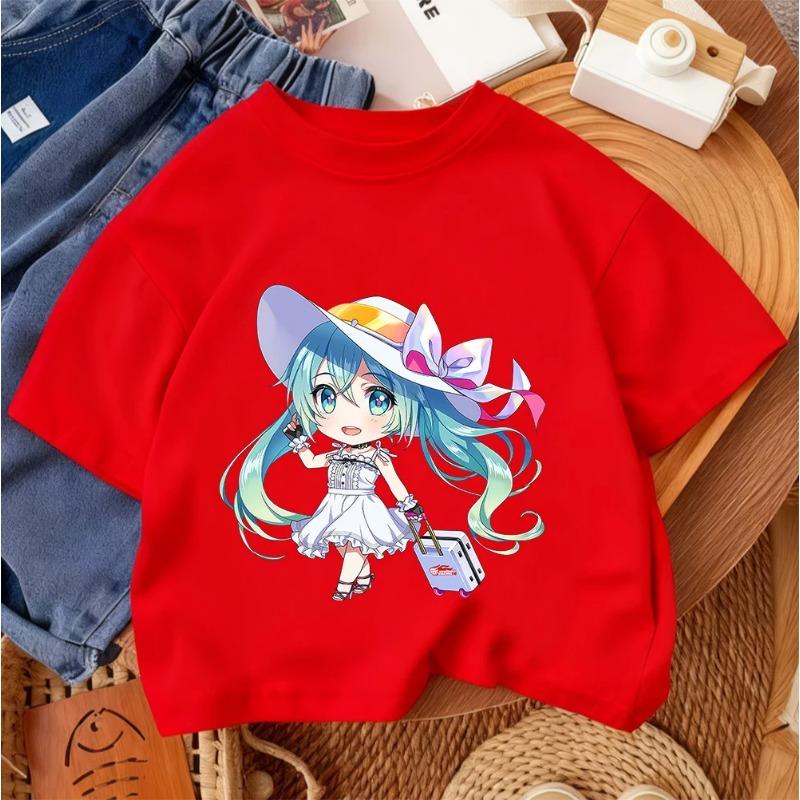 Hatsune Miku Fashion Trend Cartoon Street Style Top Summer Casual Children's T-Shirt