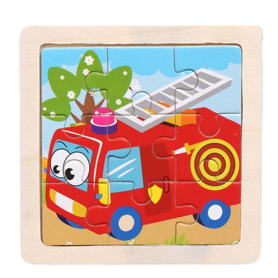 9Pcs Wooden Cartoon Animals Kids Jigsaw Puzzle Toy Learning Education Panel