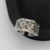 Adjustable Open Ring Couples Geometric Hollow Heart Design Vintage Style Plated Unisex Wide Band