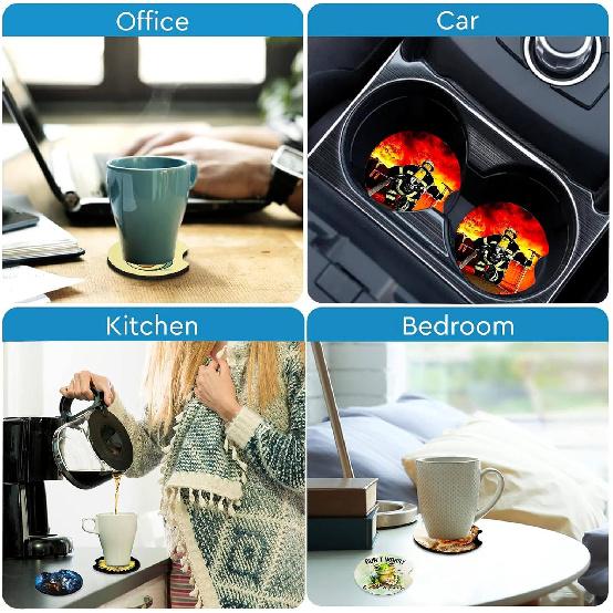 2 Pack Car Coasters for Cup Holders,Mandala Flower Car Cup Holder Coasters,2.75" Universal Size Anti Slip Rubber Mat,Automotive Interior