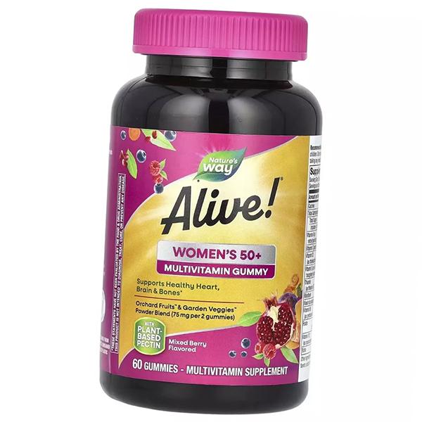 Витамины для женщин 50 +, Alive! Women's 50+ Gummy Multivitamins, Nature's Way (36344137)