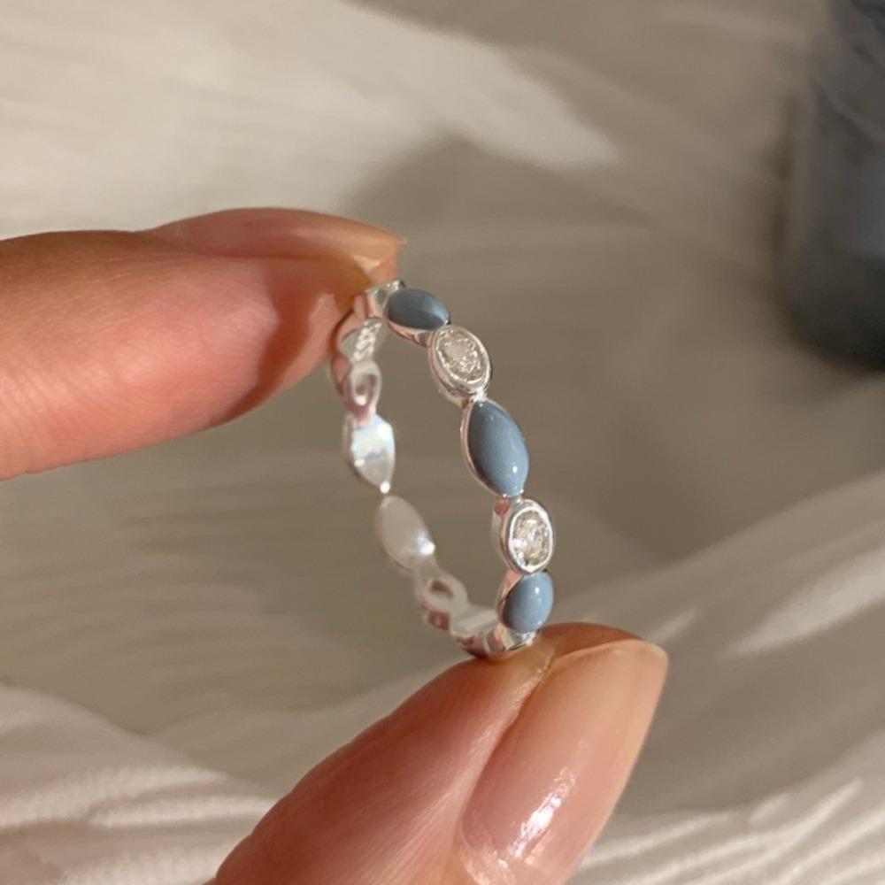 Süße und Coole Blaue Blumenringe Geometrische Feine Verstellbare Silberringe Party Geburtstagsgeschenk Damenschmuck Wassertropfen Offener Ring